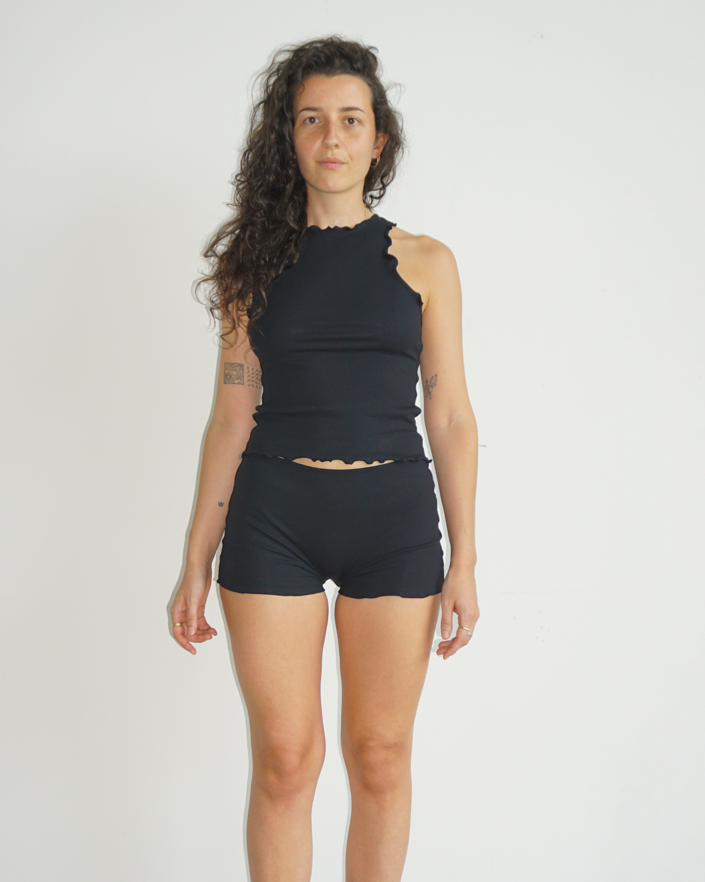 Jersey Crinkle Tank Top black