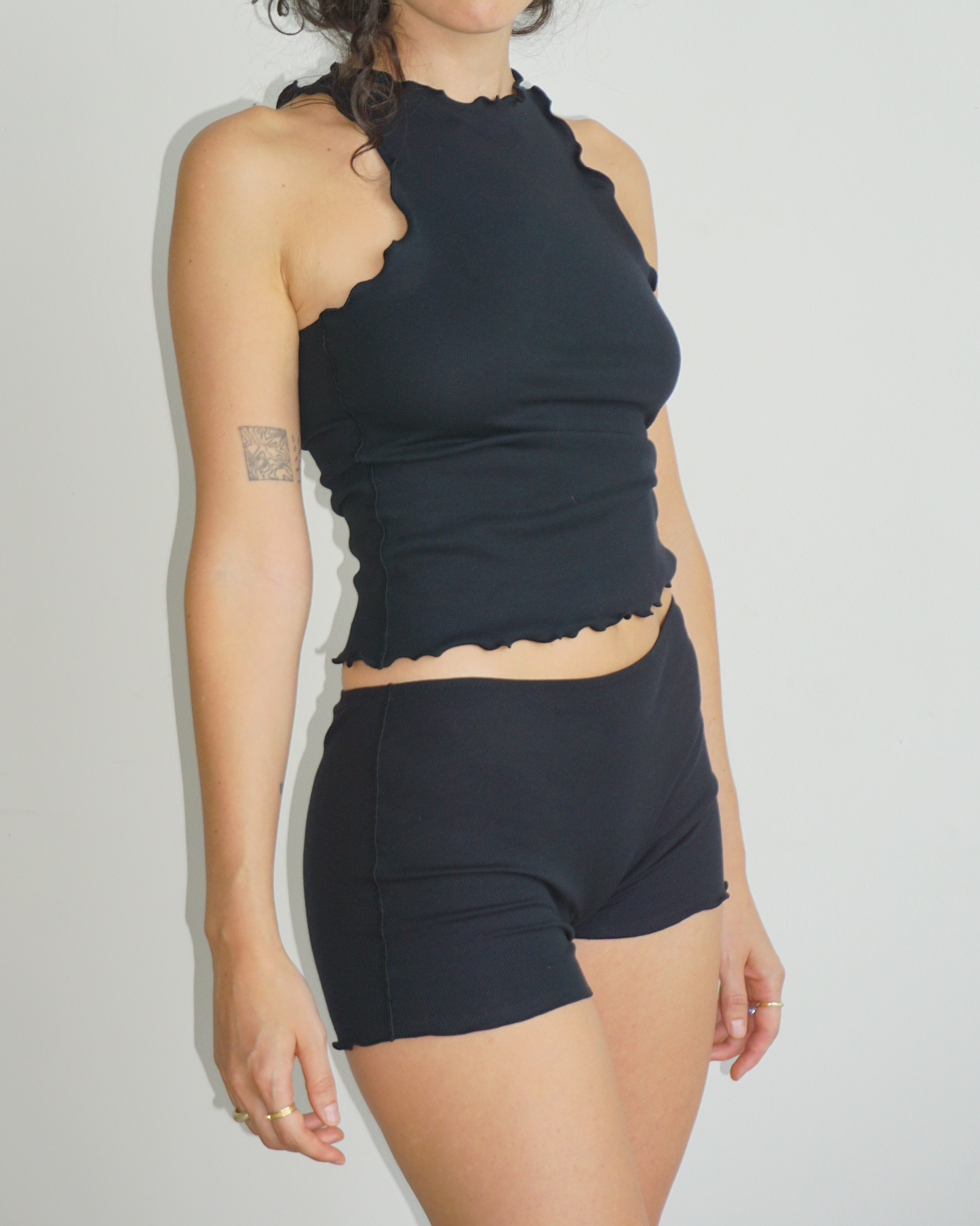 Jersey Crinkle Tank Top black
