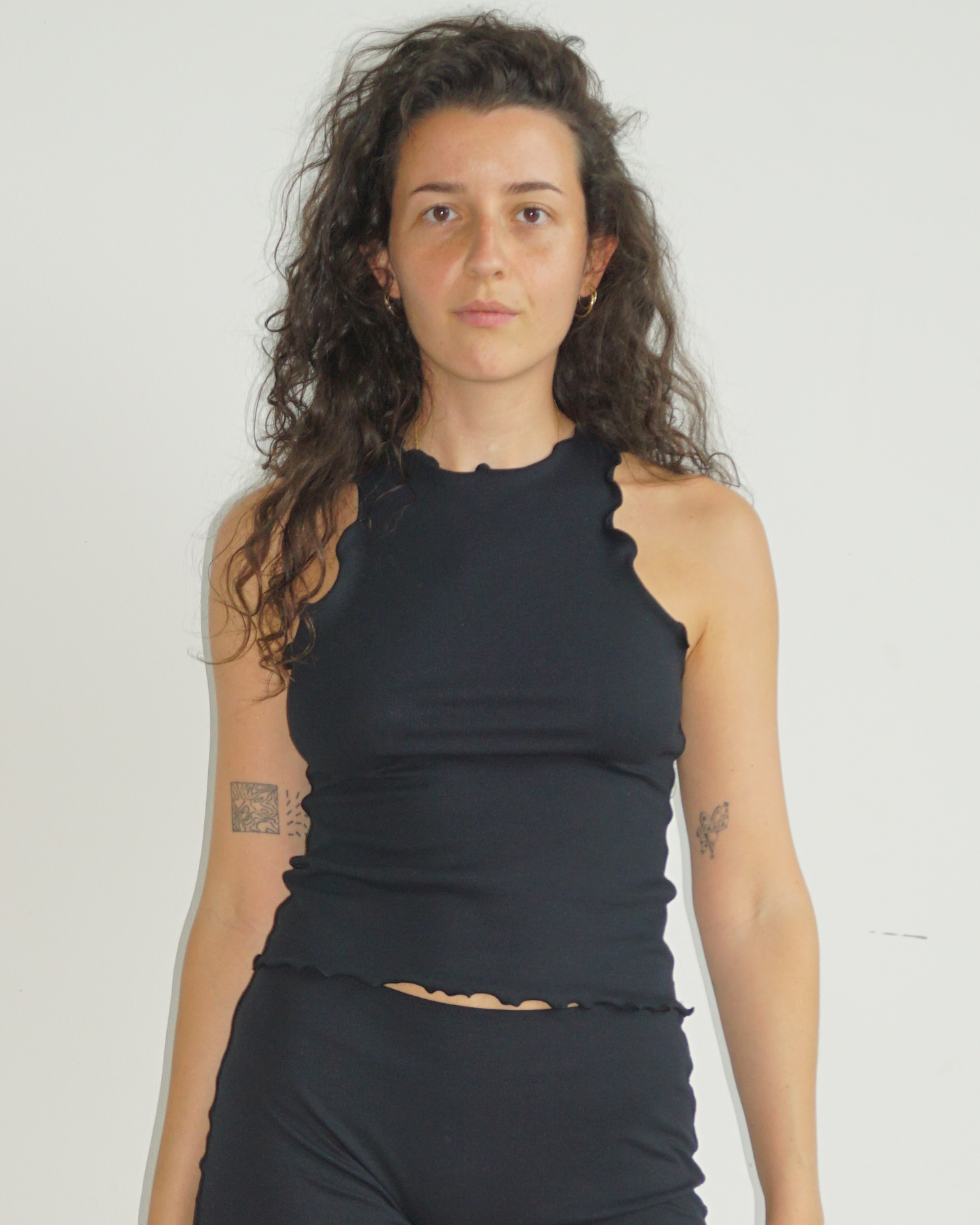 Jersey Crinkle Tank Top black