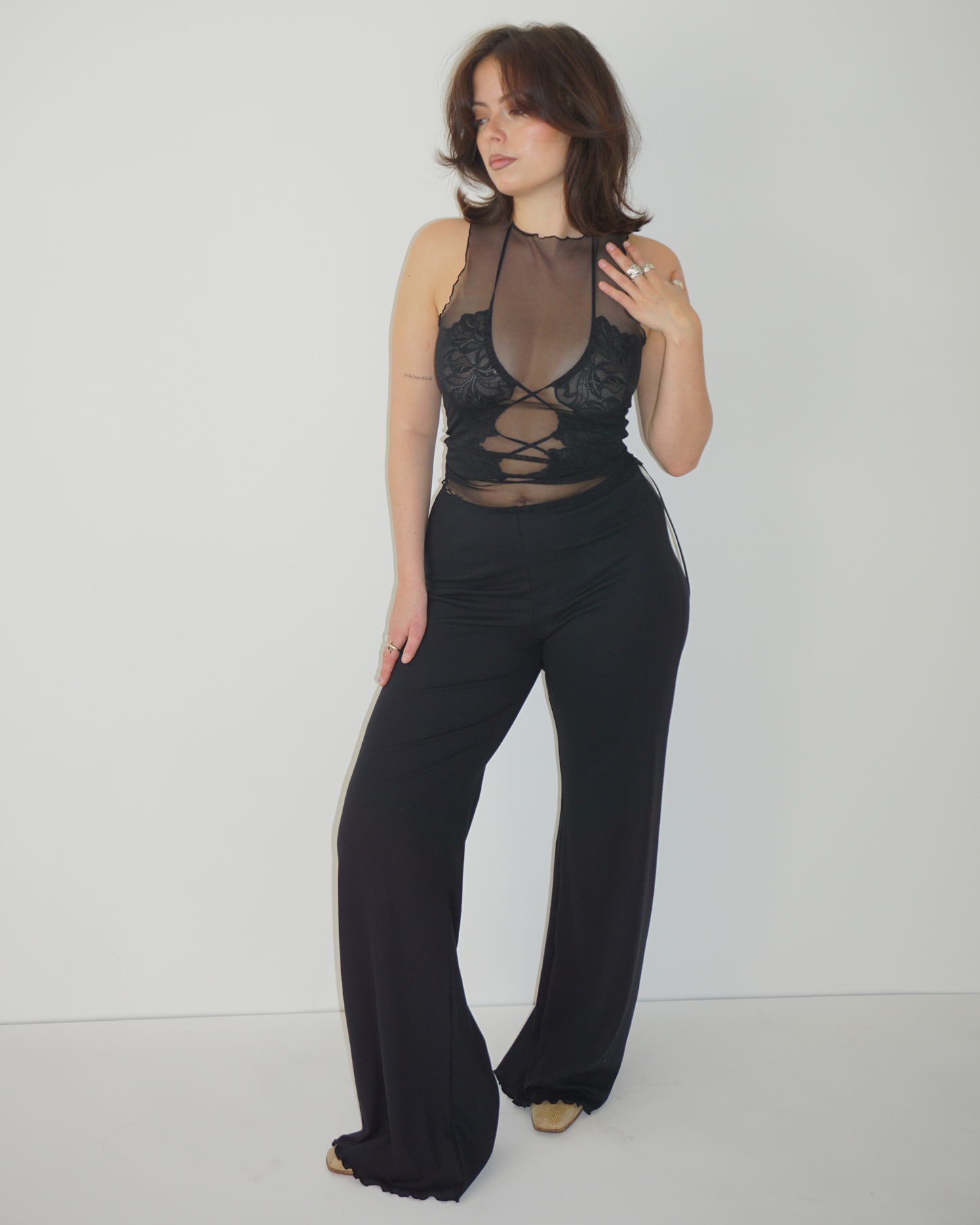 Loungewear Pants Flared Leg black