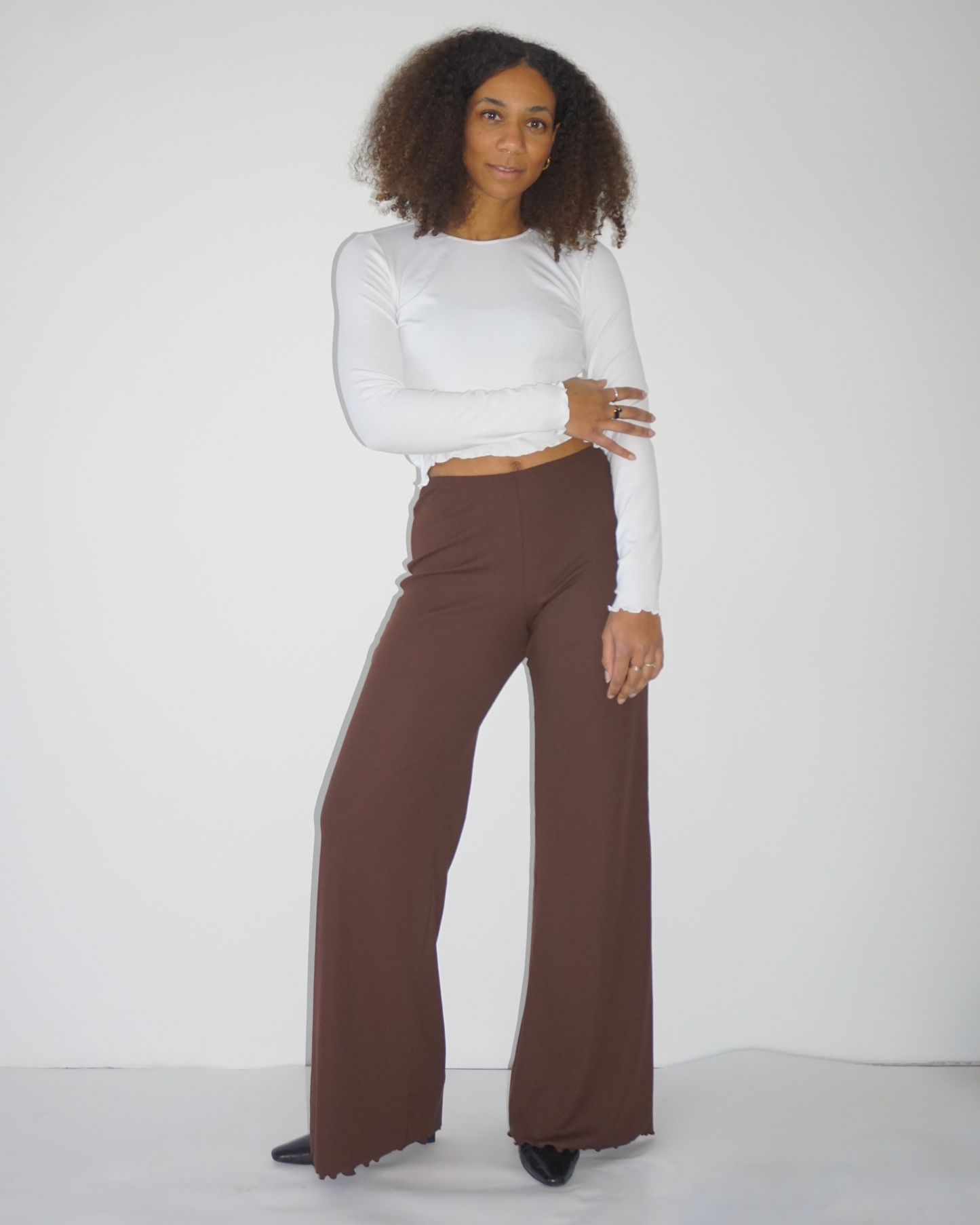 Loungewear Pants Flared Leg brown