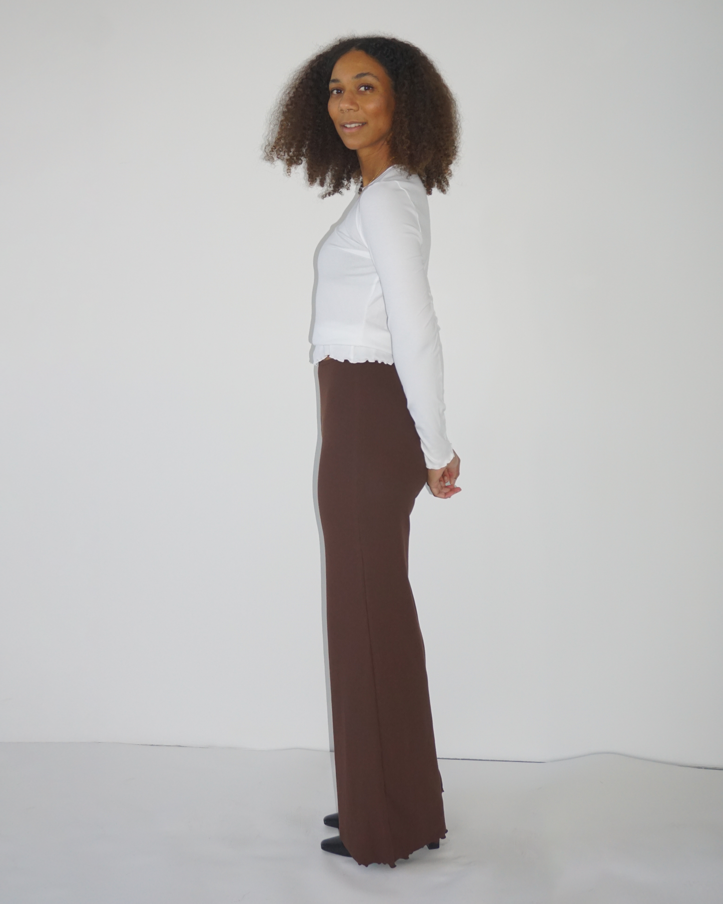 Loungewear Pants Flared Leg brown