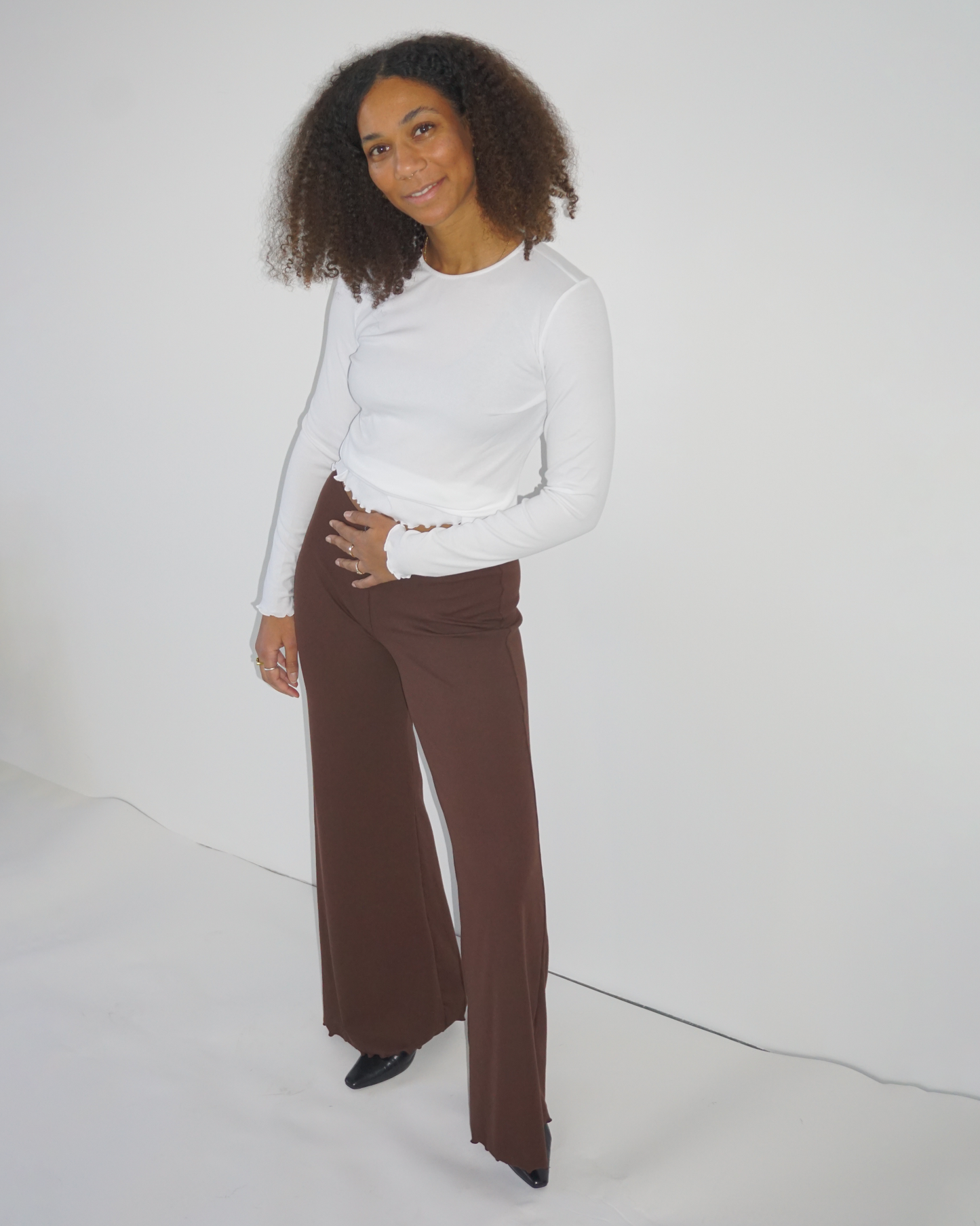 Loungewear Pants Flared Leg brown