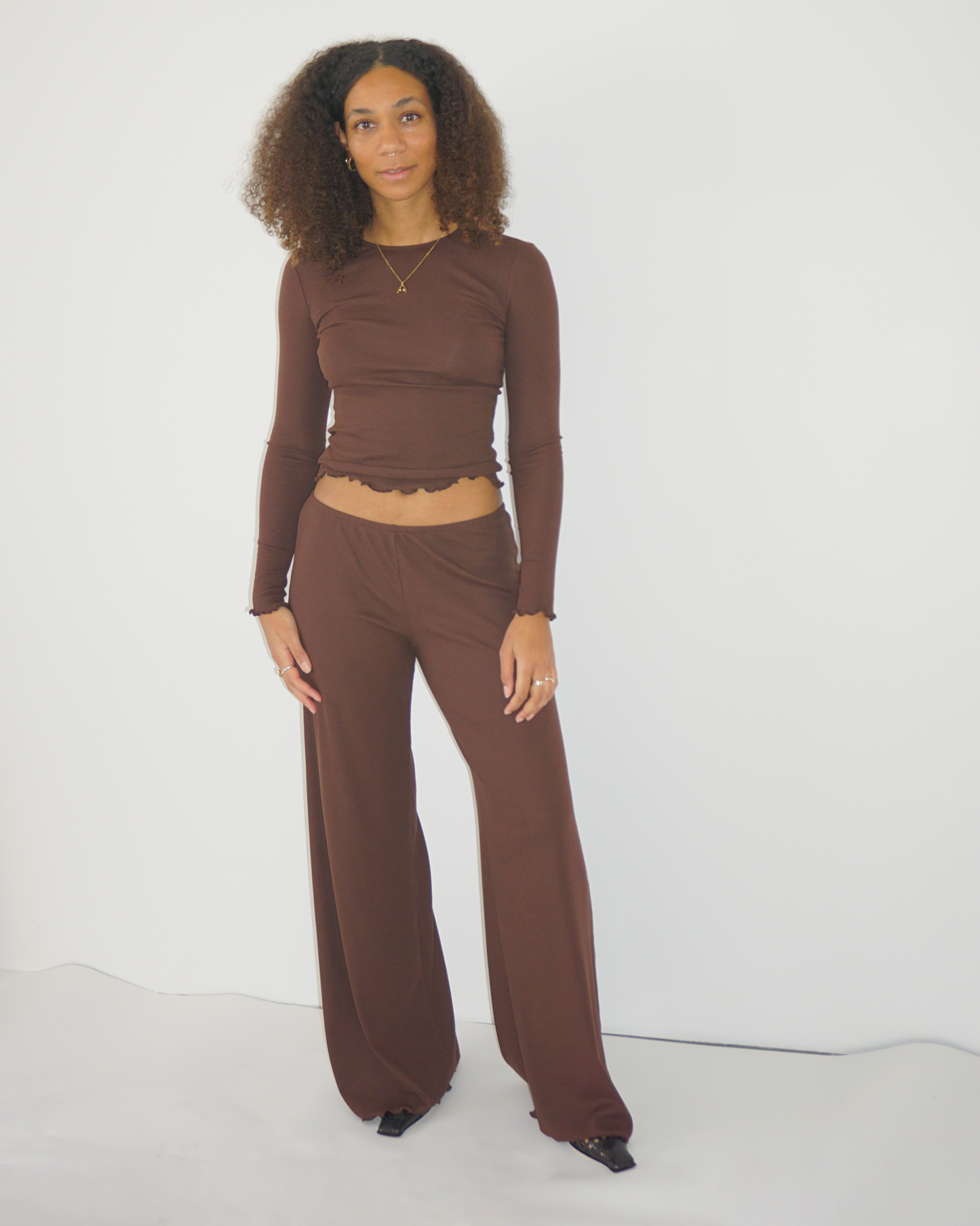 Loungewear Pants Wide Leg brown