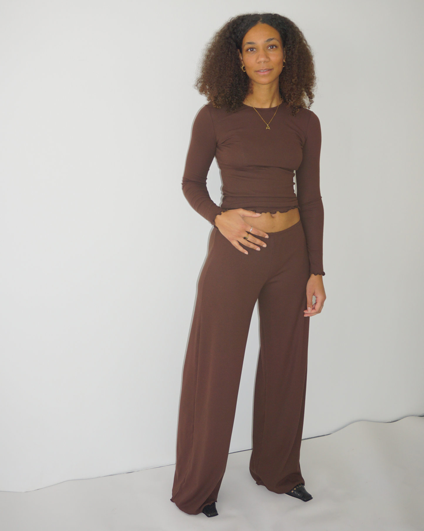 Loungewear Pants Wide Leg brown