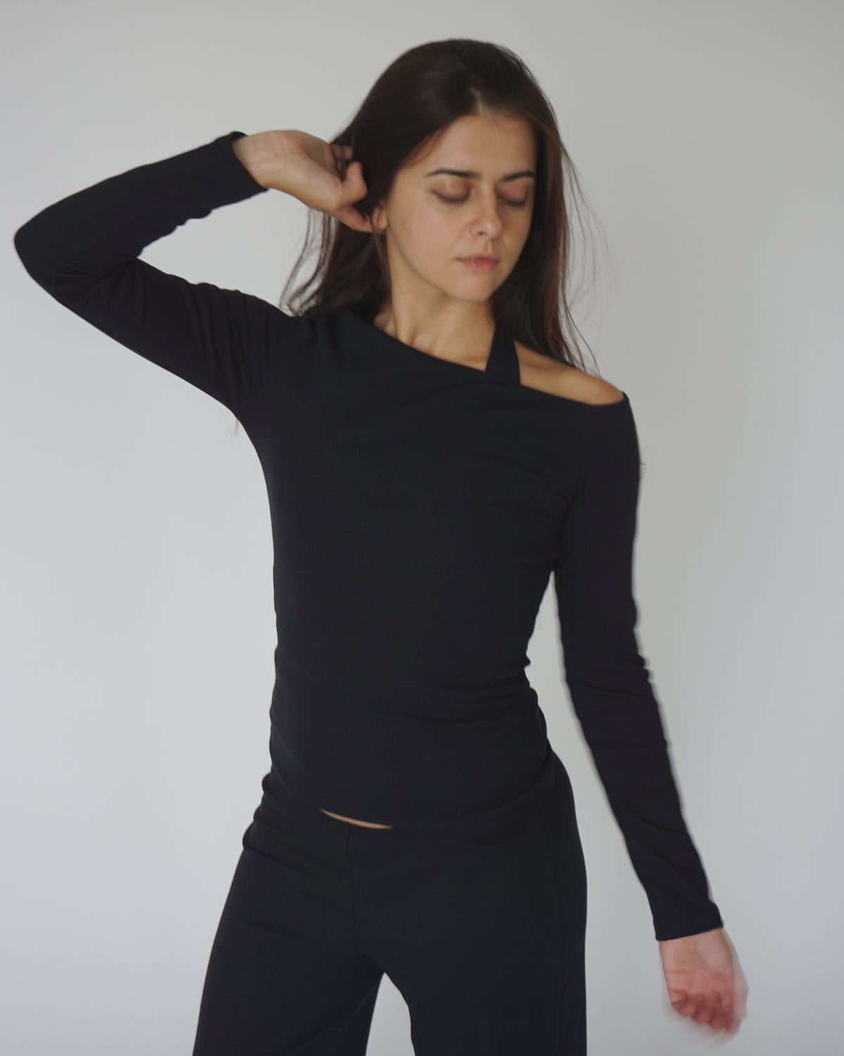 Longsleeve Shirt Off Shoulder black