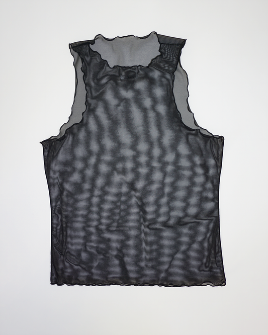 Mesh Crinkle Tank Top black